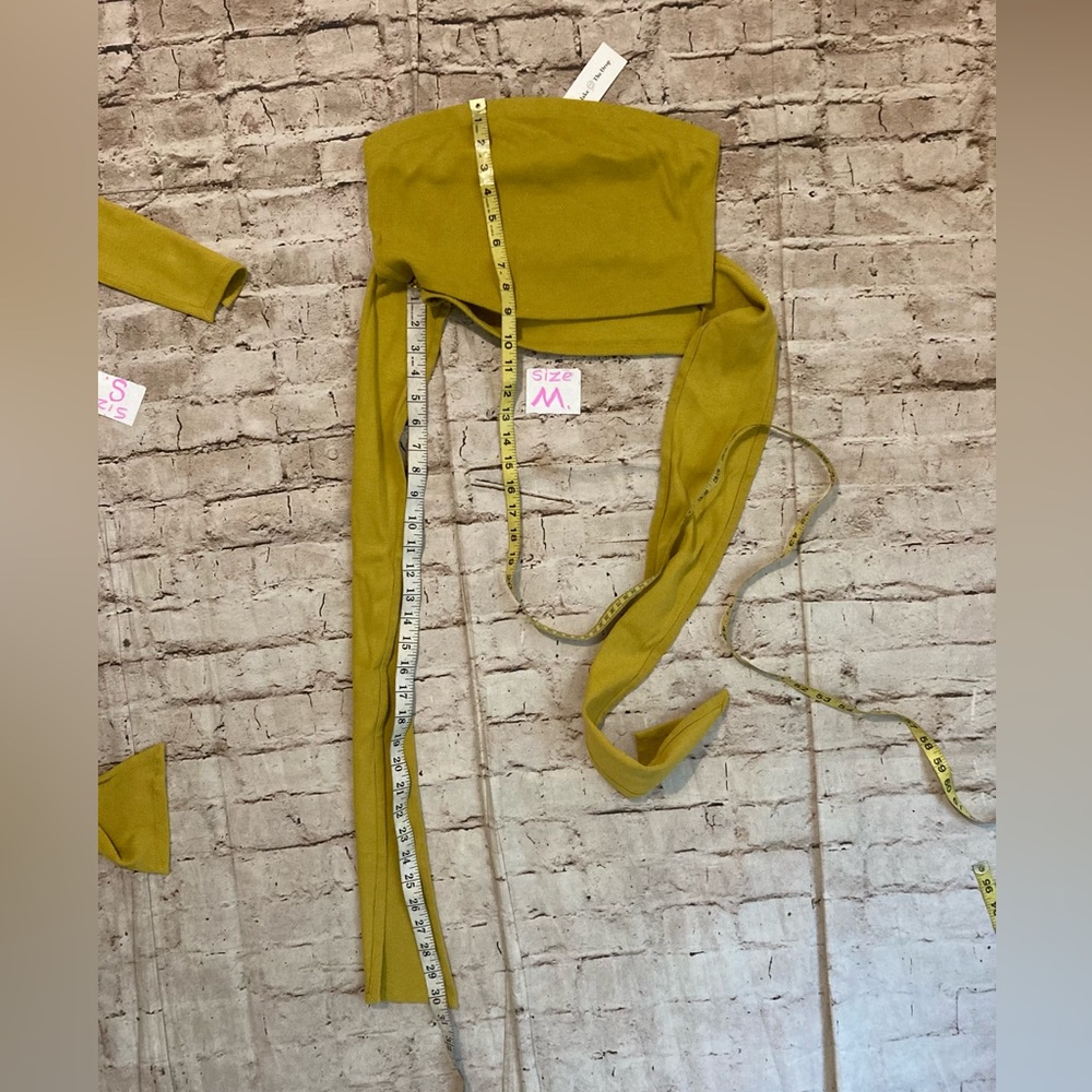 NWT The Drop citronella color wrap around ,Rib ,bustier cropped top S,M,L. - Picture 9 of 11
